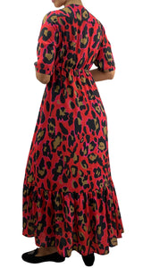 Vestido Rojo Animal Print