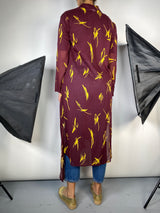 Kimono Burdeo Estampado Amarillo