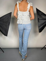 Top Broderie Celeste