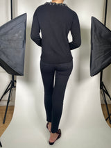 Sweater Negro De Punto Lazado