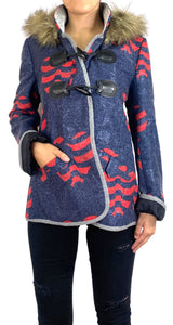 Abrigo Azul Estampado