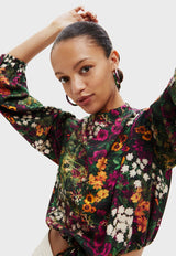 Blusa Desigual Cropped Floral Multicolor - Calce Slim Fit