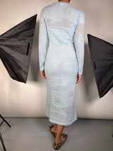 Vestido Celeste Tejido