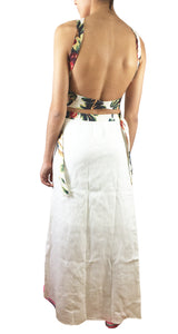 Conjunto Top y Falda Maxi Blanca Lino