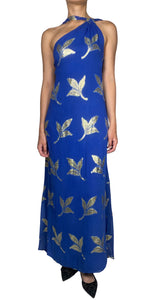 Vestido Azul / Dorado Floreado