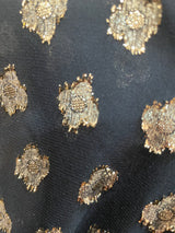 Vestido Negro Flores Doradas