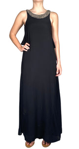 Vestido Maxi Negro Mostacillas