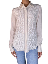 Blusa Blanca Seda Encaje