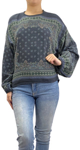 Blusa Azul Mostacillas