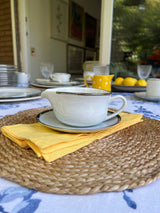 Juego De Vajilla Blanco Con Borde Platedo 62 Piezas