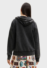 Polerón Desigual Patch Hoodie Negro - Calce Regular