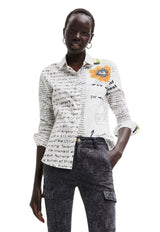 Blusa Desigual Textos Blanco - Calce Regular