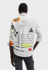 Blusa Desigual Textos Blanco - Calce Regular