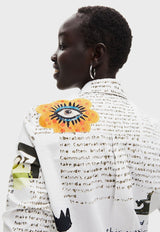 Blusa Desigual Textos Blanco - Calce Regular