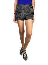 Shorts de Cuero con Vuelos