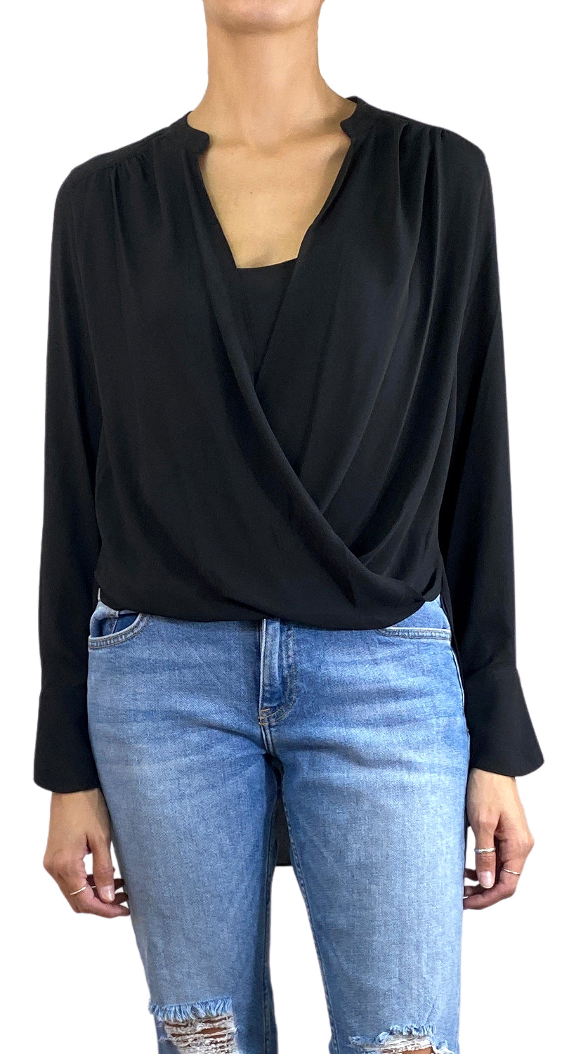 V Neck Blusa Cruzada Negra Mango Camisa Cruzada Mujer Blusa