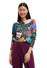 Sweater Desigual Lunares y Paisley Multicolor - Calce Regular