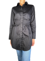 Blusa Negra Cintura Fruncida