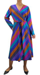 Rainbow Stripe Midi Wrap Dress