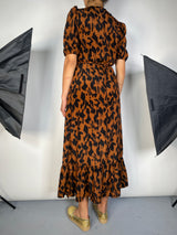 Vestido Wrap Café Estampado