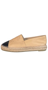 Alpargatas Cuero Beige Y Negro