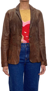 Chaqueta Cuero Café
