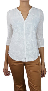 Blusa Blanca Flores Bordadas