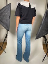 Blusa Negra Cuello Bobo