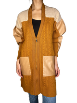 Cárdigan Con Cuero Vegano