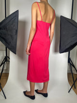 Vestido Escote V Fucsia