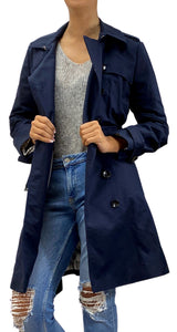 Trench Double Breasted Azul Marino