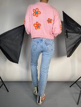 Sweater Rosado Floral Tejido