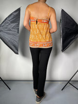 Blusa Tirantes Naranja Estampado
