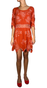 Vestido Terracota Bordado