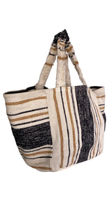 Bolso Tejido Beige de Rayas