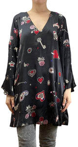 Vestido Negro Estampado