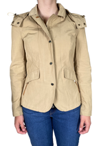 Chaqueta Beige Con Capucha Desmontable