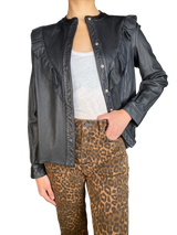 Chaqueta Ruffle Cuero