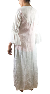 Kimono Blanco detalles Macramé Lino