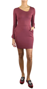 Vestido Burdeo Bolsillos