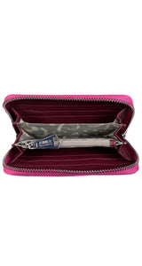 Billetera Cuero Fucsia Estampada
