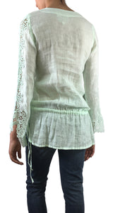 Blusa Macrame Verde Agua