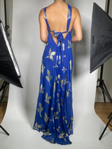 Vestido Azul / Dorado Floreado