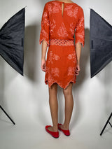 Vestido Terracota Bordado