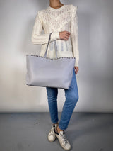 Cartera Rockstud Leather Grey