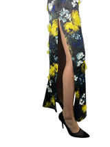 Vestido Flores Tajos Laterales