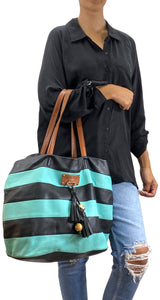 Bolso Rayas Turquesa