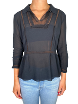 Blusa Negra Vuelos & Tejido