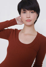 Polera Jacqueline de Yong Plum Ysla Marrón - Calce Ajustado