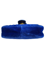 Blue Quilted Velvet GG Marmont Mini Shoulder Bag